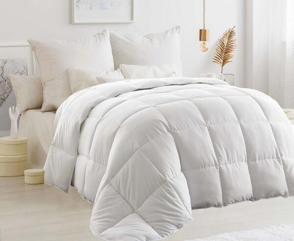 White Comforter on Bed