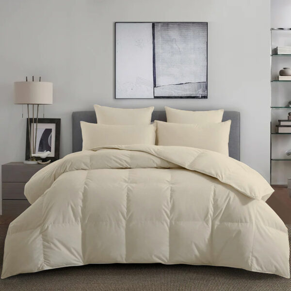 Ivory Comforter on the Bed