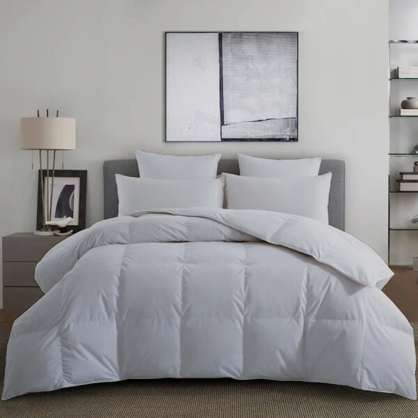 Silver Grey Comforter on the Bed